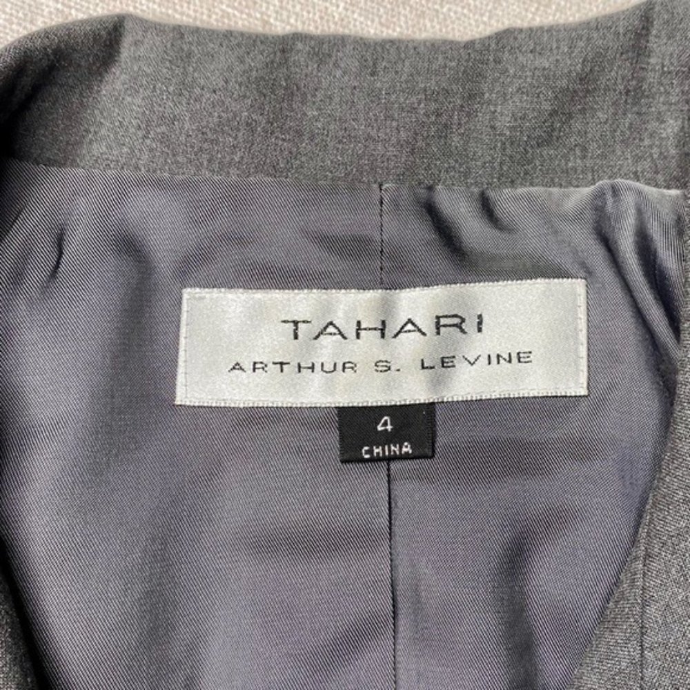 Tahari Gray Ruffled Flounce Blazer Jacket 4 Small - Picture 10 of 12